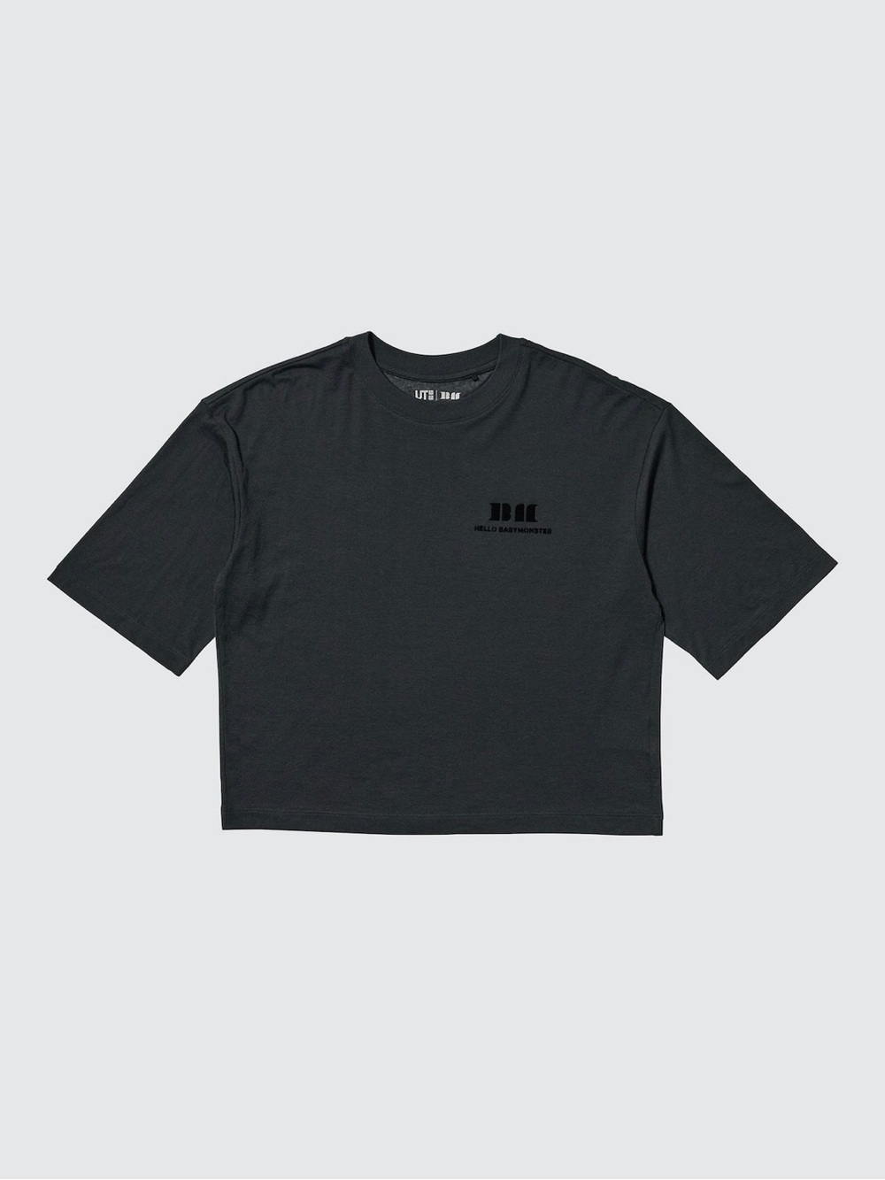 BLACK UNIQLO BABYMONSTER OVERSIZED CROPPED T-Shirt